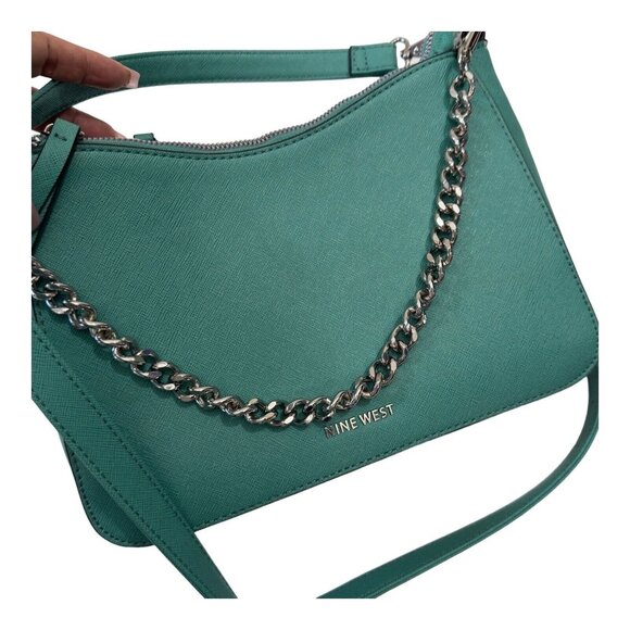 Nine West Women Water Green Double Zip Crossbody Bag-Casual -Colorful - Picture 10 of 10